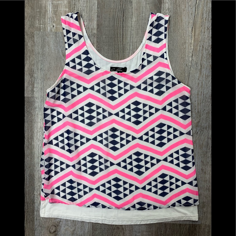 C. Luce Tank Navy & Pink